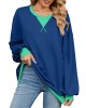 Autumn and winter contrasting round neck loose long sleeved sweatshirt jacket for women