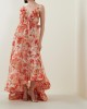 New spring and summer strapless V-neck women's halter print fairy long temperament evening dresses