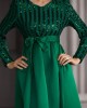 New sequins temperament commuter solid color mid-waist beaded host banquet dress evening dresses