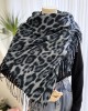 Leopard scarf women's fall and winter classic thickened faux cashmere printed tassel shawl versatile warm scarf