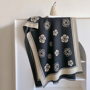 Explosive camellia imitation cashmere scarf women's decorative double-sided shawl long section jacquard hundred with warmth