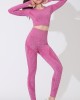 Pink fitness sports suit personality breathable tight high elasticity yoga clothing simple solid color sportswear