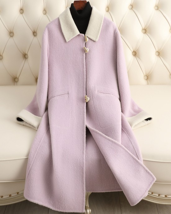 Fall and winter new double-sided tweed cashmere coat women in long fashion loose wool tweed jacket