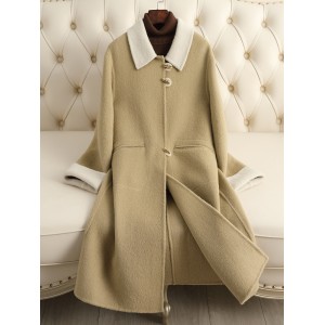 Fall and winter new double-sided tweed cashmere coat women in long fashion loose wool tweed jacket