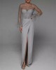 Spring and summer new women's long dress sexy halter pearl long-sleeved even