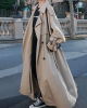 Split-Back Tied Waist Long Sleeves Loose Lapel Trench Coats Outerwear