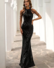 Evening Sleeveless Wrap Premium Sequin Gowns