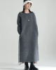 Round-Neck Casual Long Sleeves Loose Solid Color  Sweater Dresses