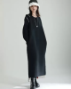 Round-Neck Casual Long Sleeves Loose Solid Color  Sweater Dresses