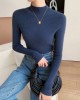 [Hot Sale] Seamless semi high neck soft glutinous cashmere sweater for women, slim fit and slimming sweater, knitted base sweater