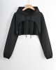 [Special Offers] Thin hooded short sleeved jacket with exposed belly button, sports hoodie