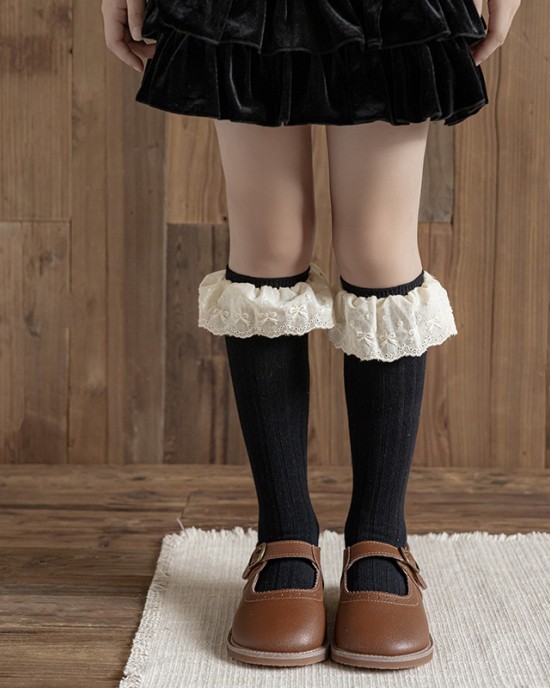 Retro Princess lace socks autumn and winter lace Lolita children's long cotton socks