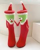 Big red magnetic Christmas hand socks female couple New Year long tube cotton