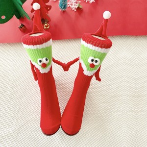 Big red magnetic Christmas hand socks female couple New Year long tube cotton