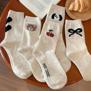 Autumn and winter cartoon flocking socks cute college style