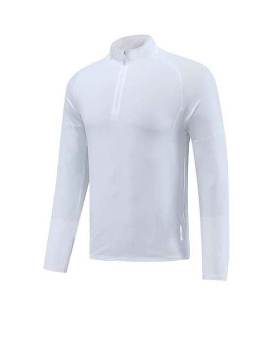 Men's long sleeved quick drying clothes, outdoor fitness training clothes, high elasticity semi open zipper sports T-shirt, running shirt