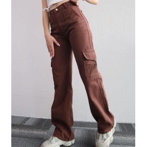 2024 new versatile casual pants mid-waist three-dimensional pockets pants waisted workers Dress Pants