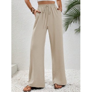 2024 Women's Autumn New Loose Versatile Solid Color Drag Floor Wide Leg Pants Casual Pants