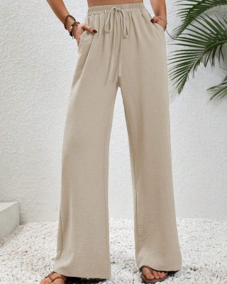 2024 Women's Autumn New Loose Versatile Solid Color Drag Floor Wide Leg Pants Casual Pants