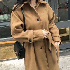 Cotton Thickened 2024 Winter Korean Edition Medium Length Loose and Slimming Woolen Coat Women's Autumn Woolen Coat