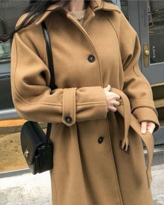 Cotton Thickened 2024 Winter Korean Edition Medium Length Loose and Slimming Woolen Coat Women's Autumn Woolen Coat