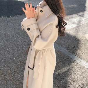 Cotton Thickened 2024 Winter Korean Edition Medium Length Loose and Slimming Woolen Coat Women's Autumn Woolen Coat