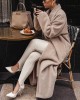 Warm coat in autumn and winter Long sleeve lapel women's plush coat women's coat