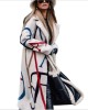 2024 Autumn/Winter New Women's Loose Size Printed Windbreaker Flip Collar Coat Coat for Women