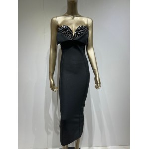 Hot New Bandage Dress Fashion Elegant Black Sequins Sheath Long Party Dresses