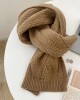 Women's warm solid color knitted wool herringbone thick scarf