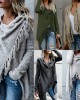 Autumn and winter oversized women's tassel knitted sweater jacket