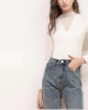 Half-high neck new white lace splicing Slim inner bottoming shirt tops T-shirt Women's