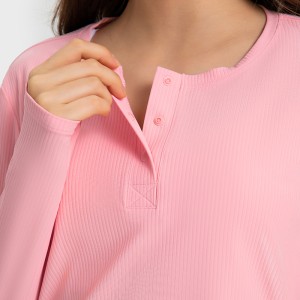 Vertical ribbed front collar sports long sleeve feminine casual home running yoga wear